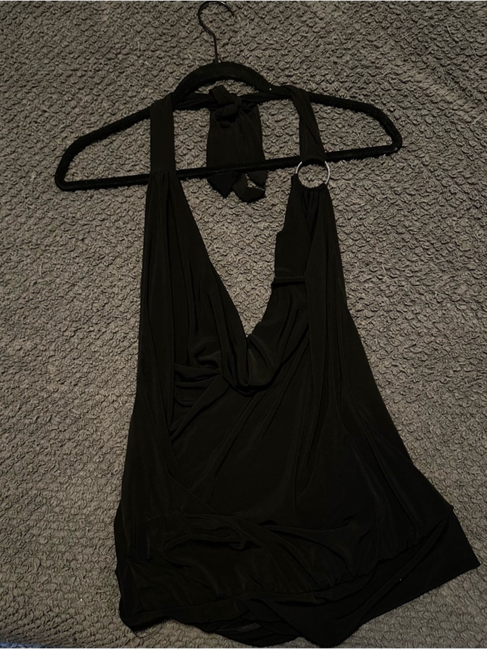 Urban Outfitters Black Halter Tank Top with Ring Detail